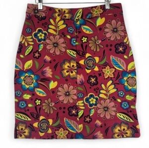 Vintange F.L Malik Floral Pencil Mini Skirt Sz.10 Boho Retro Artsy